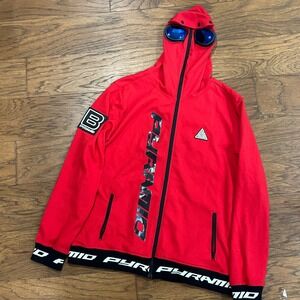 Black Pyramid Red Full Zip Hoodie Jacket with Goggles Menswear size XXL